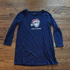 Life is Good Long Sleeve Sleep Shirt, Size Medium
